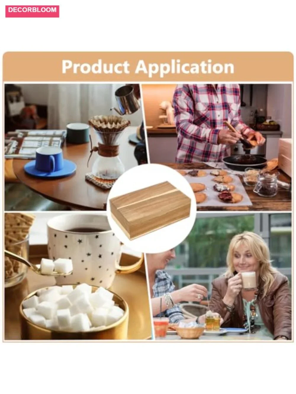 Wooden Tea Bag Organizer with Lid, 8 Compartments Rectangular Storage Box